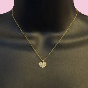 Nadri dainty gold tone pave heart pendant necklace